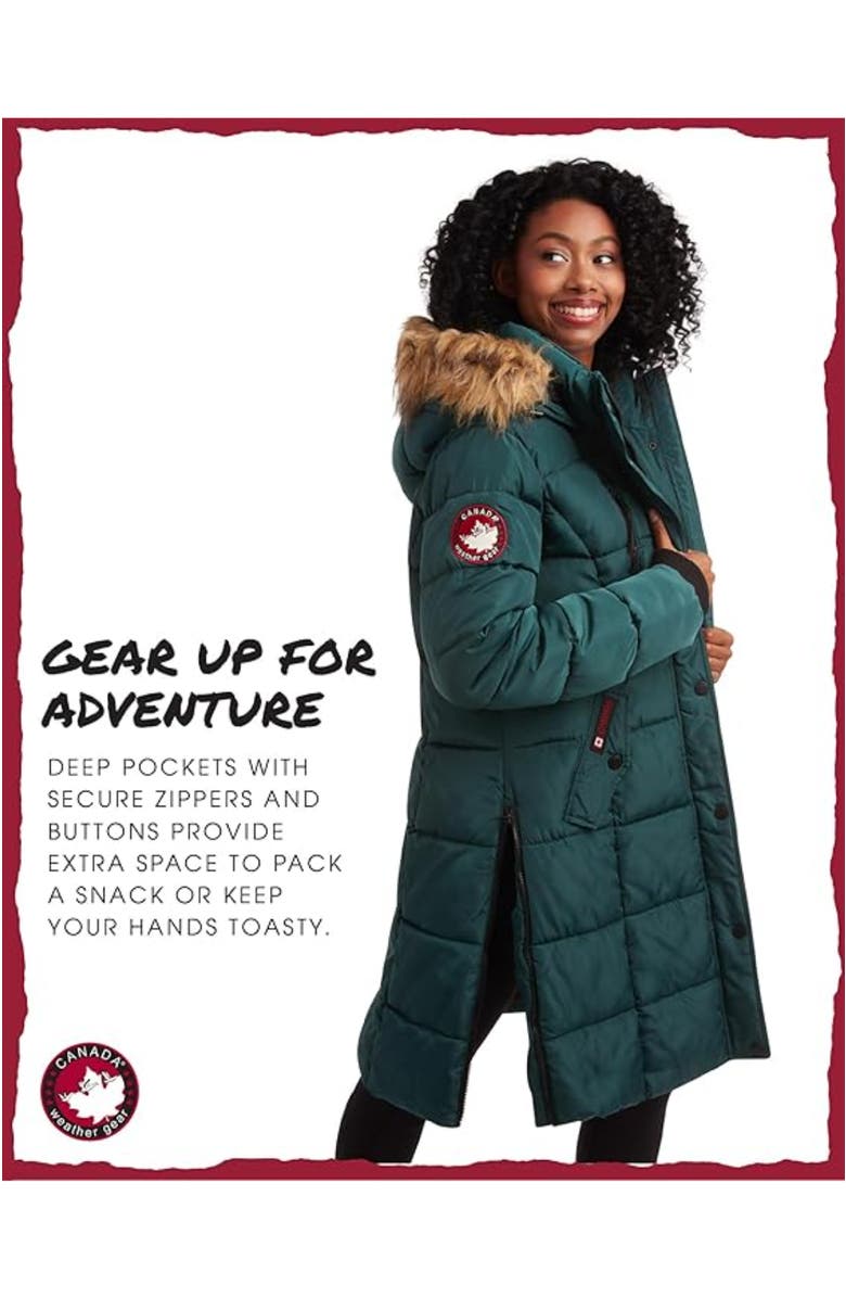 CANADA WEATHER GEAR Women's Heavyweight Long Parka Jacket, Alternate, color, Ponderosa Green