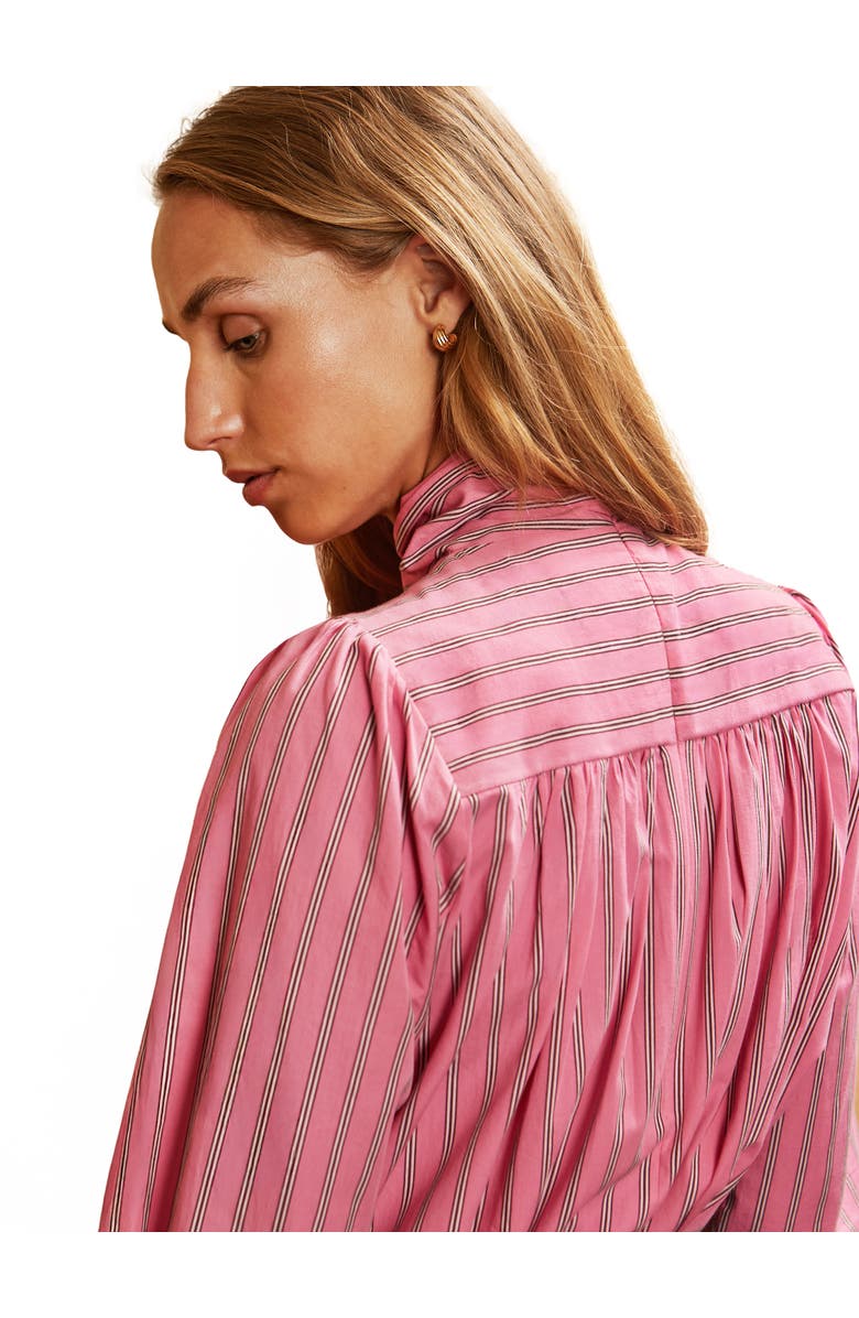 Ro&Zo Striped Long Sleeve Bow Detail Blouse, Alternate, color, Pink