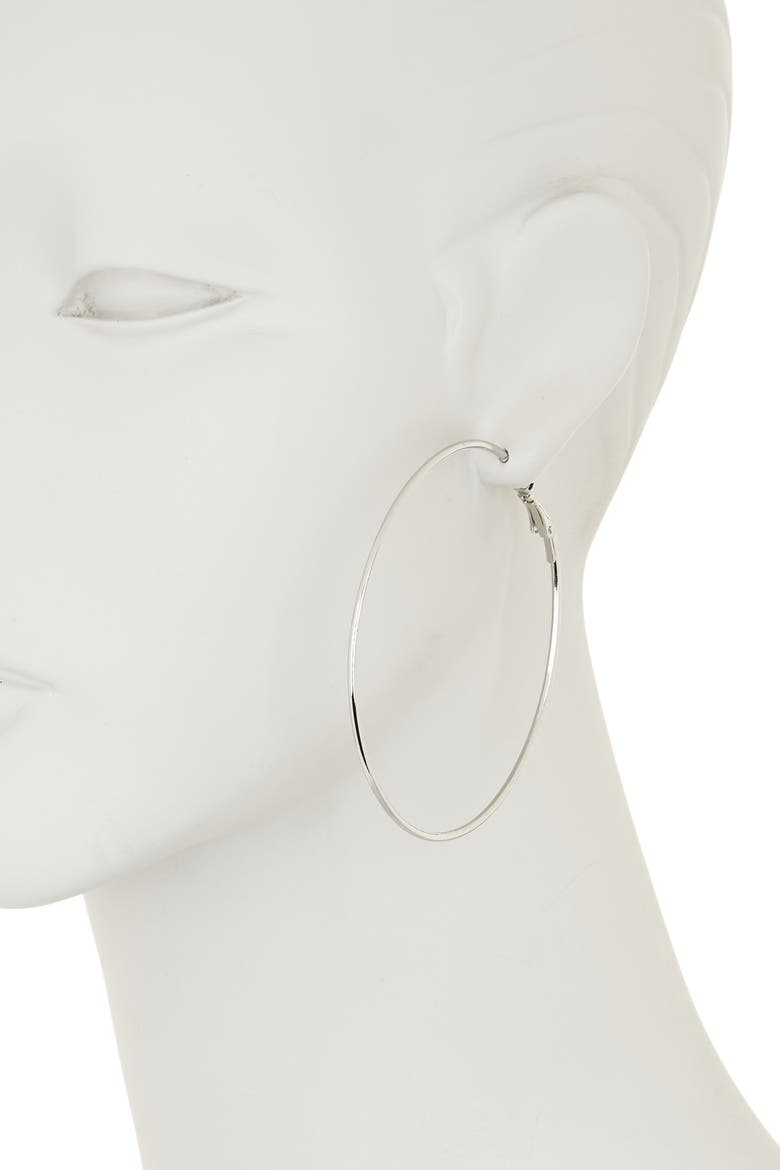 Basic 71mm Hoop Earrings, Alternate, color, RHODIUM