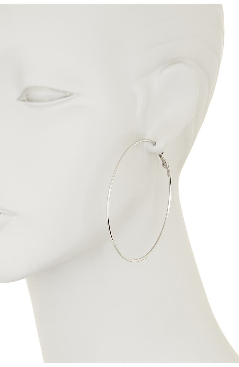 NORDSTROM RACK Basic 71mm Hoop Earrings, Alternate, color, Rhodium