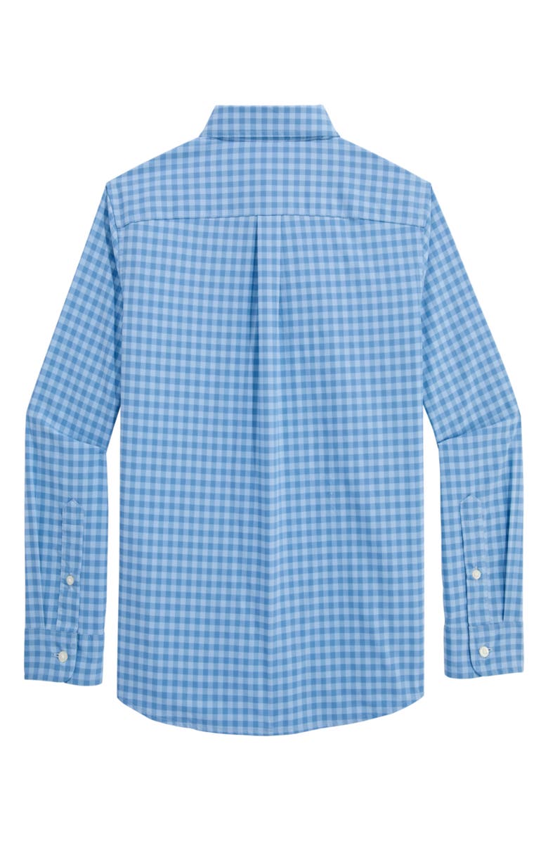 vineyard vines Kids' Topsail Check Featherweight Performance Button-Down Shirt, Alternate, color, Jake Blue