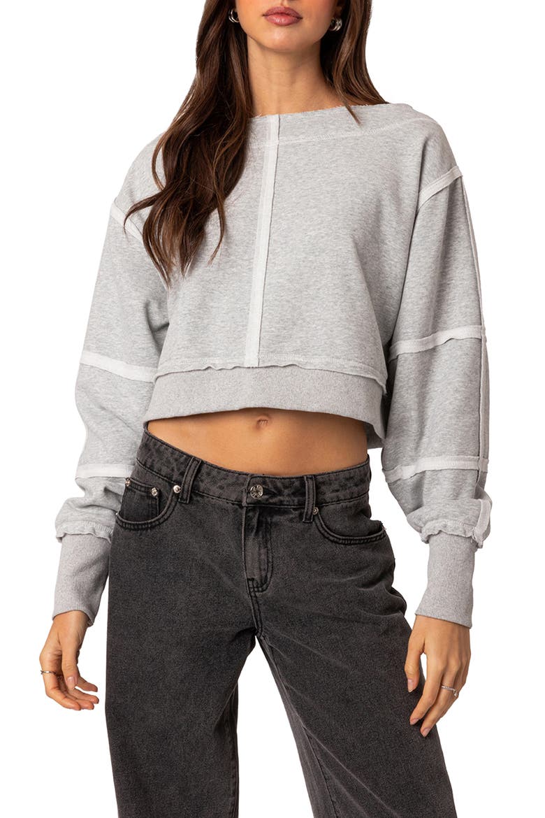 Inside Out Crop Sweatshirt, Main, color, GRAY-MELANGE