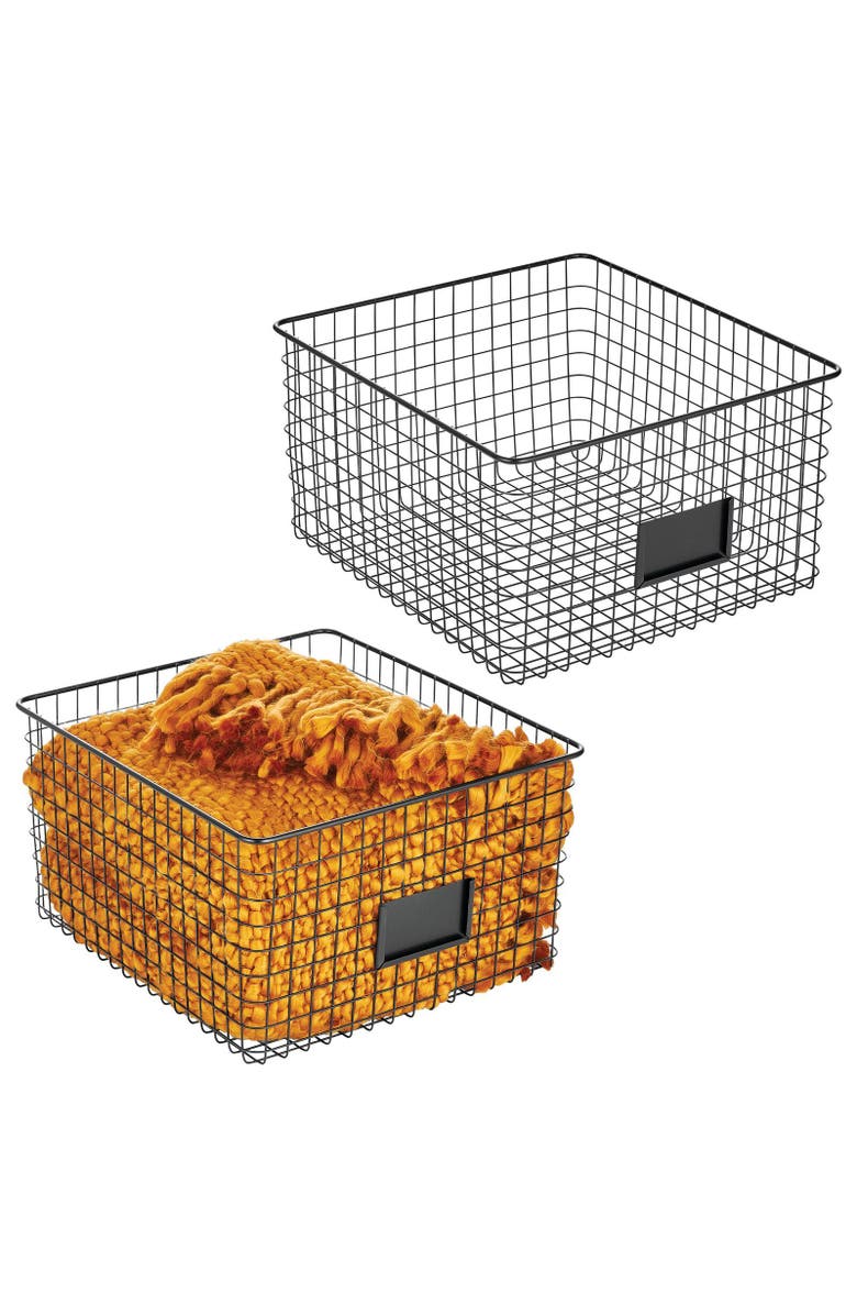 mDesign Bedroom Closet Storage Organizer Basket with Label Slot, 2 Pack, Alternate, color, 