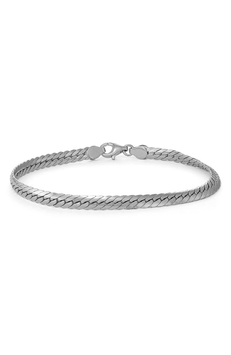 FZN Sterling Silver Men's Herringbone Chain Bracelet, Main, color,