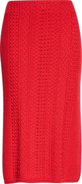 ST. JOHN Cotton Blend Mixed Stitch Sweater Skirt
