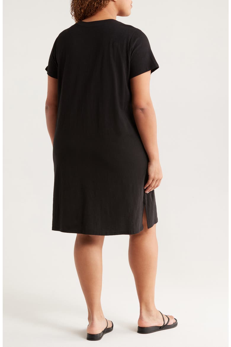 V-Neck Organic Cotton T-Shirt Dress, Alternate, color, BLACK