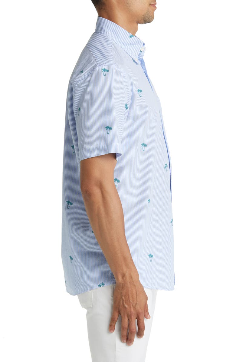 Brooks Brothers Palm Seersucker Short Sleeve Button-Down Shirt, Alternate, color,