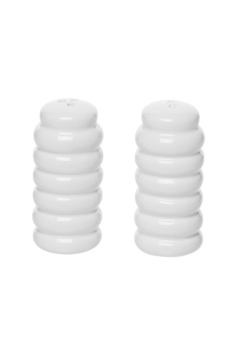Make The Best Pair Ribbed Salt and Pepper Shaker w/ Box Set of 2 Ceramic White, Main, color, White