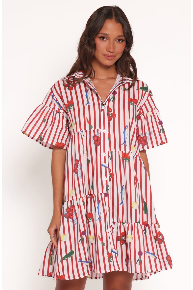 Peachy Tiered Shirtdress, Alternate, color, RED PICNIC STRIPE