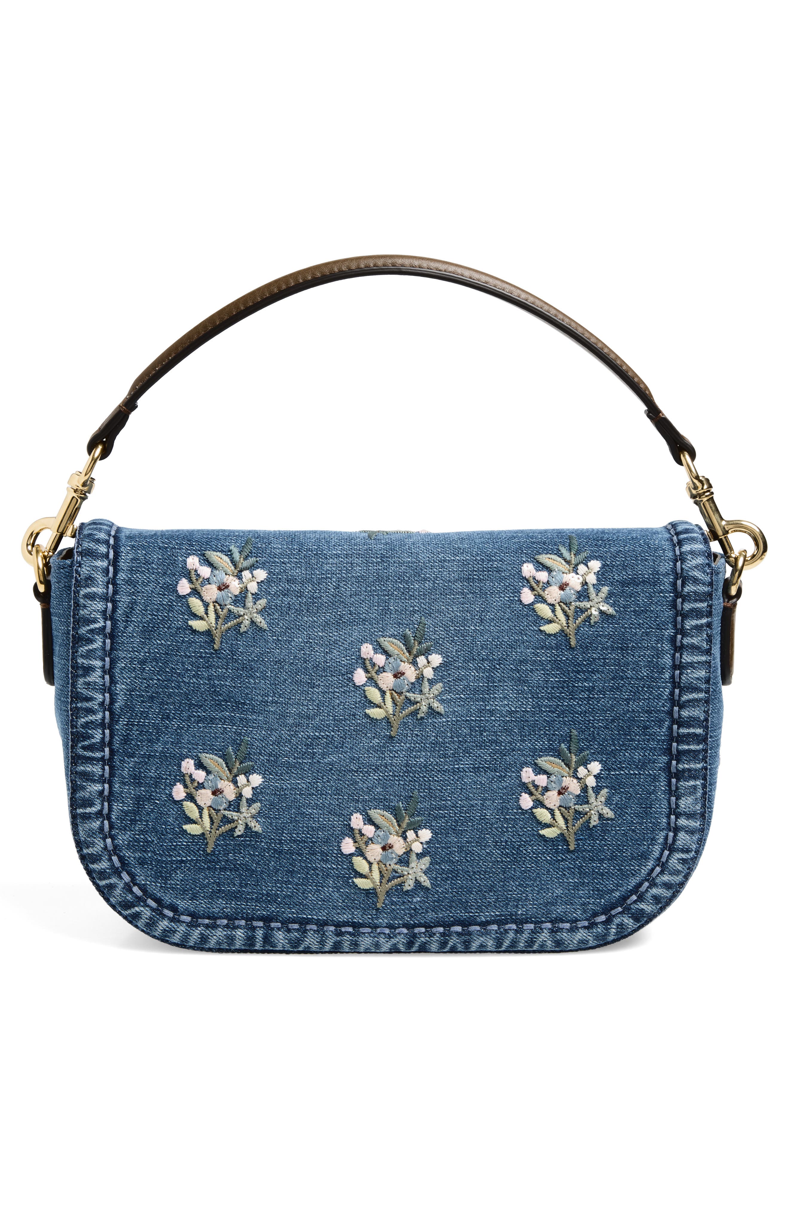 Valentino Garavani Alltime Denim Shoulder Bag, Alternate, color, Blue Multi