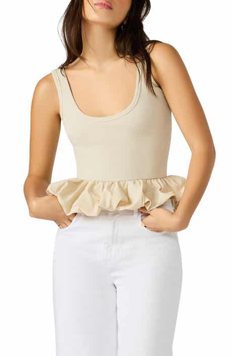 Steve Madden Jess Ruffle Hem Rib Tank