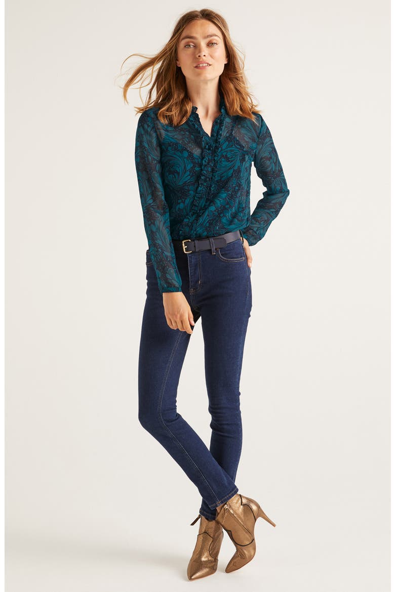 Lavinia Silk Blouse, Alternate, color, NAVY MARBLED DREAMS