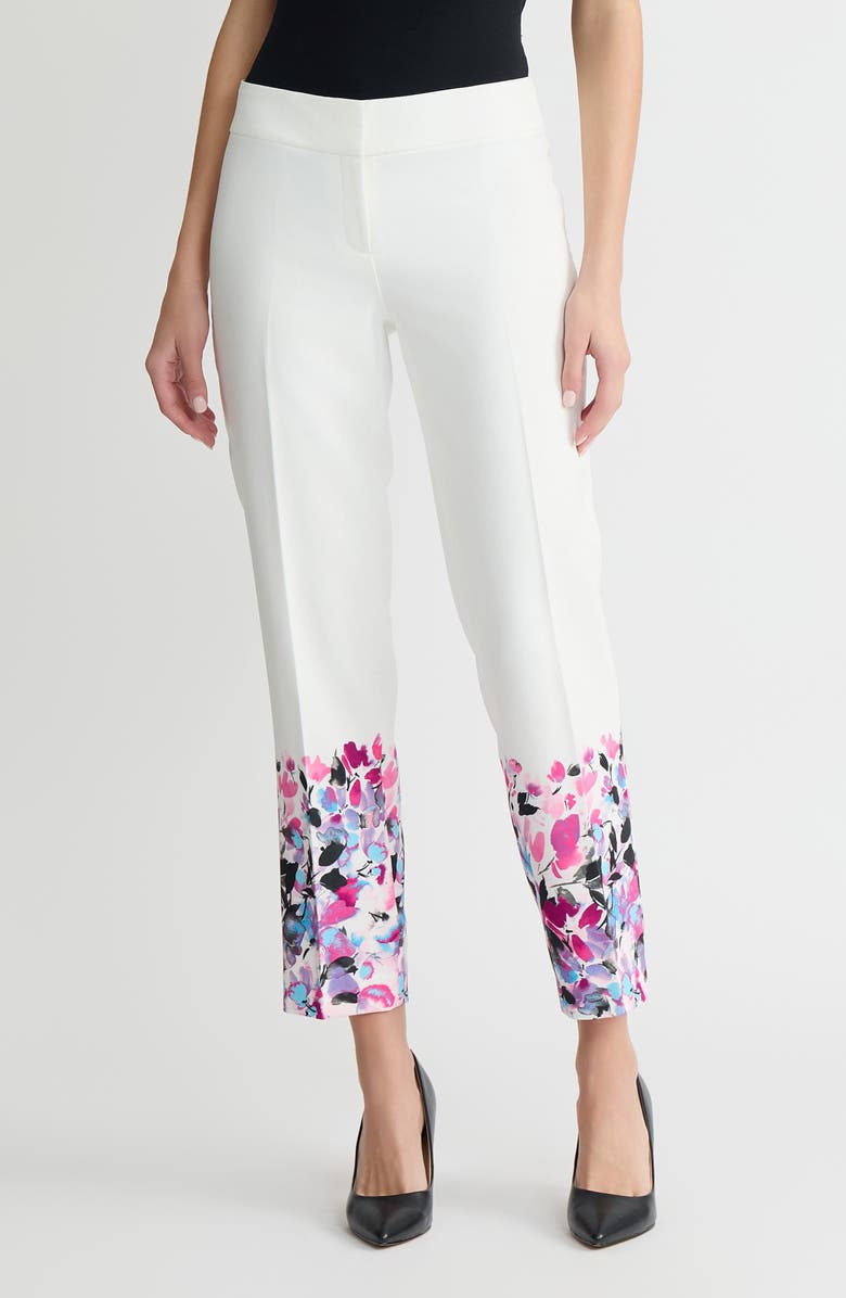 KASPER The Ava Placed Floral Straight Leg Ankle Pants, Main, color, 