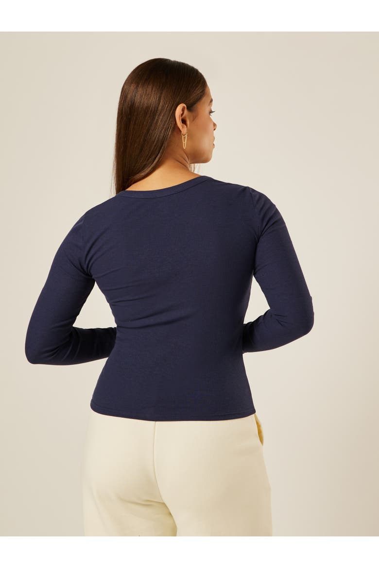 Essential Long Sleeve Henley T-Shirt, Alternate, color, Midnight