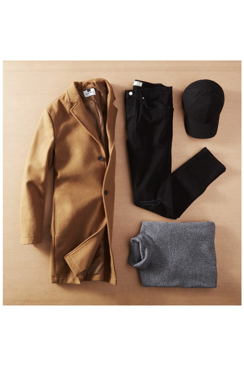 Wool Blend Overcoat, Alternate, color, BROWN