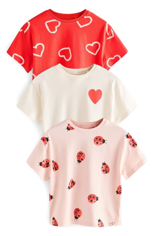 Next Kids' Assorted 3-pack Cotton Graphic T-shirts In Red