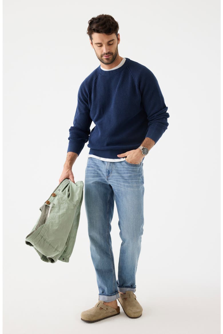 Waffle Knit Cotton Crewneck Sweater, Alternate, color, NAUTICAL NAVY