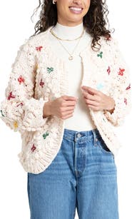SAACHI Cross Stitched Pompom Cardigan