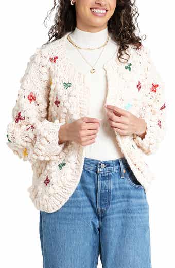 SAACHI Cross Stitched Pompom Cardigan