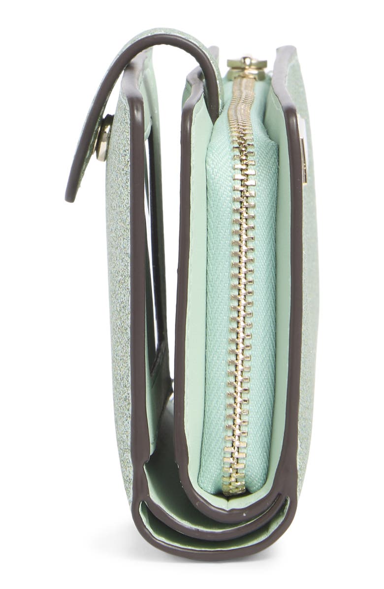 Kate Spade New York kenzie boxed glitter medium compact wallet, Alternate, color, Seawater