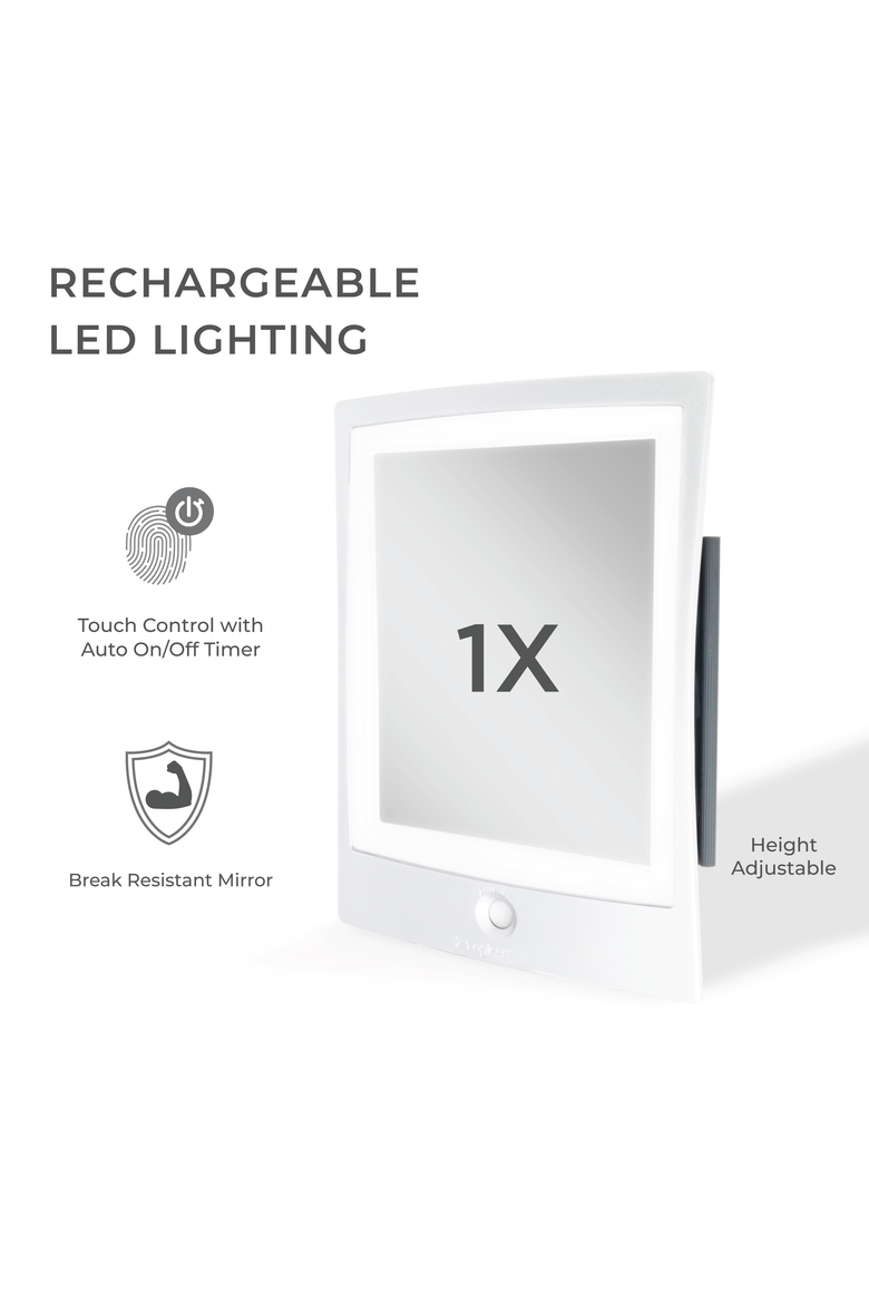 Fogless Lighted Shower Mirror with Mount & Rechargeable, Alternate, color, Silver