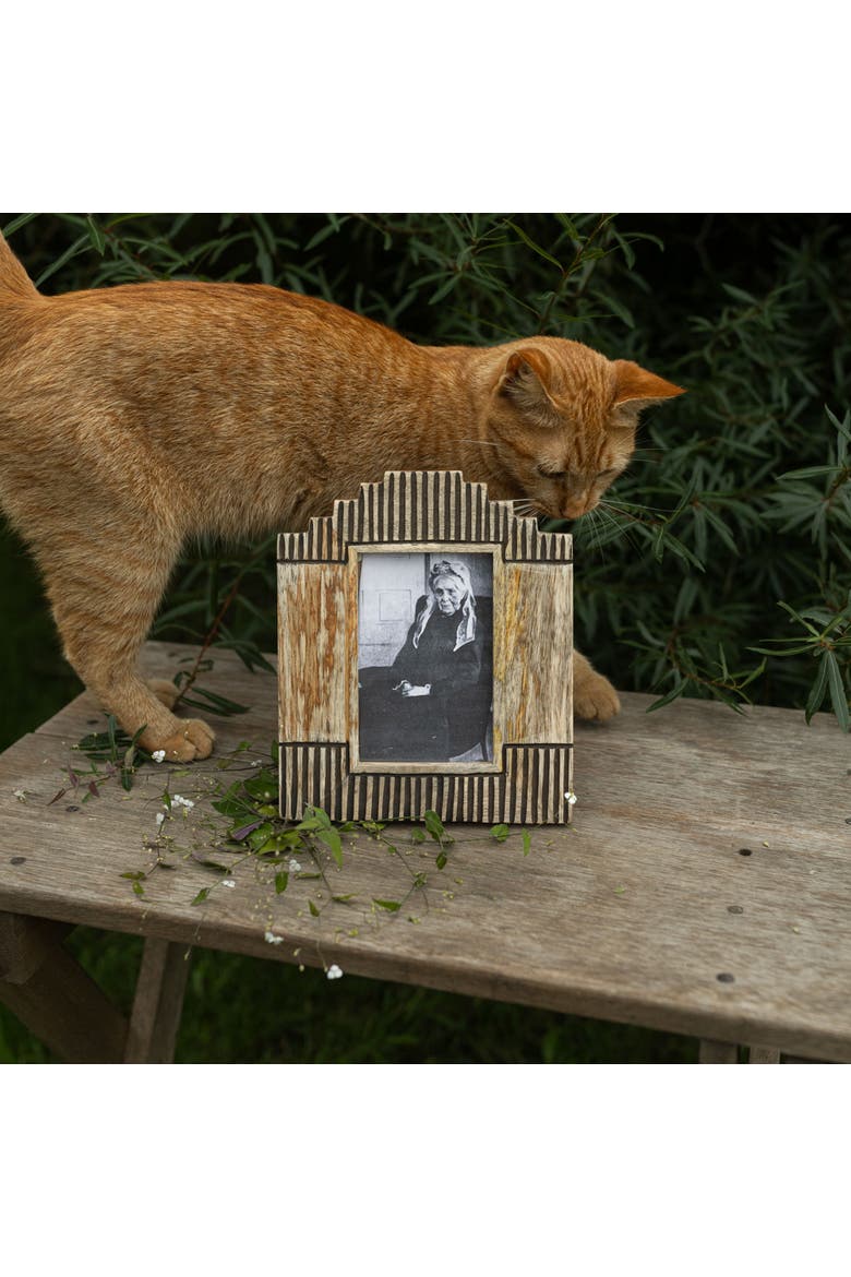 4x6 Monty Stepped Carved Natural Mango Wood Photo Picture Frame w/ Glass Pane, Alternate, color, Brown