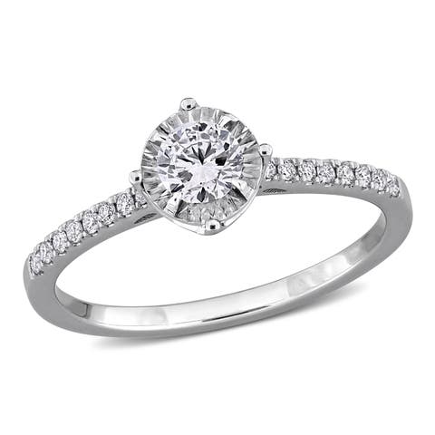 1/3 ctw Lab-Grown Diamond Halo Engagement Ring 18k