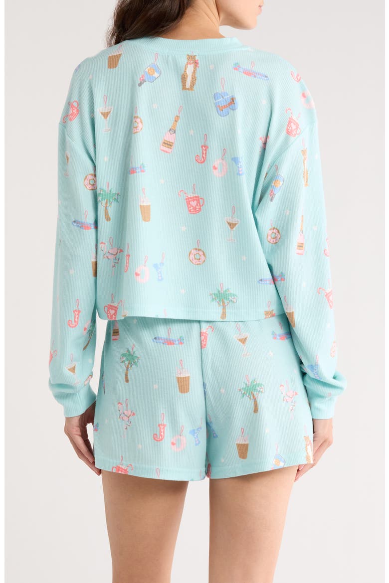 Print Waffle Knit Short Pajamas, Alternate, color, LIGHT MINT