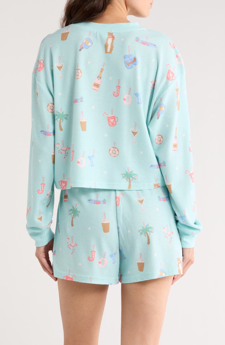 PJ Salvage Print Waffle Knit Short Pajamas, Alternate, color, Light Mint