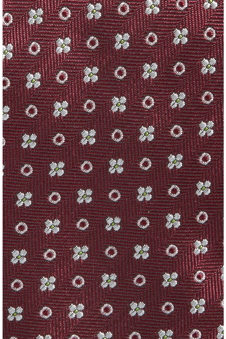 Floral Herringbone Silk Blend Tie, Alternate, color, DARK PINK