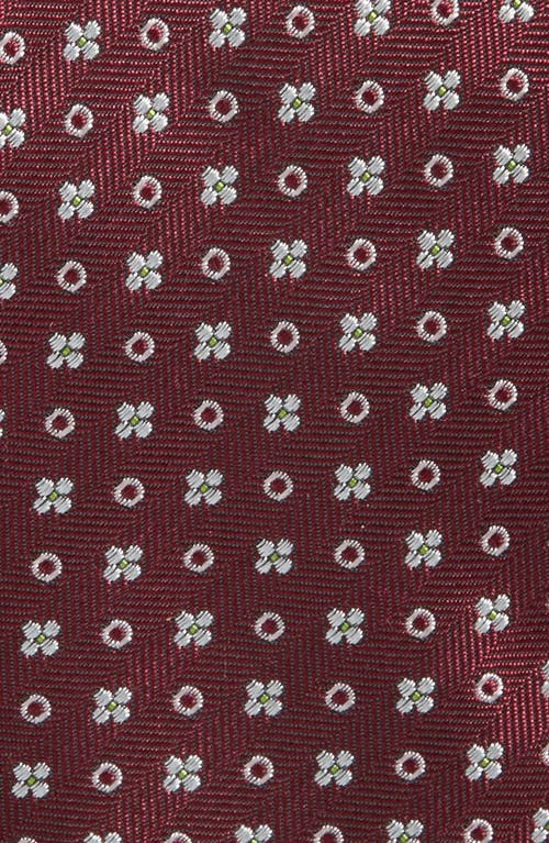 Hugo Boss Boss Floral Herringbone Silk Blend Tie In Pink