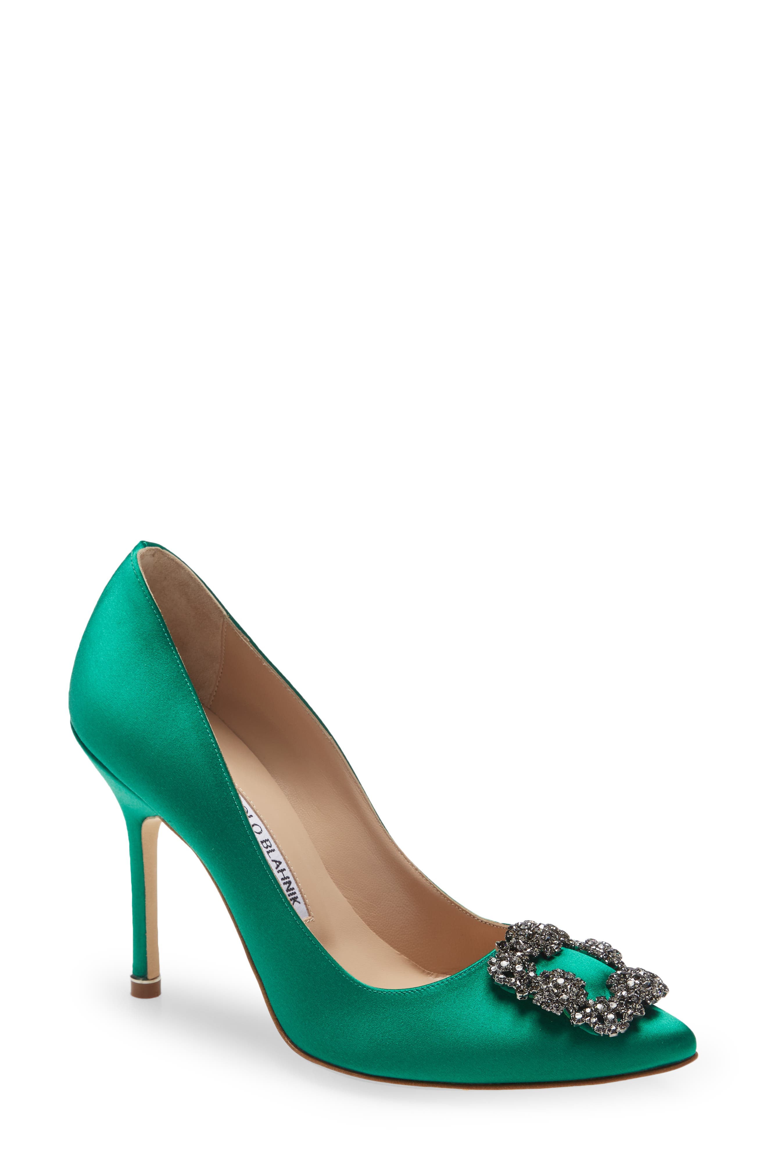 Manolo Blahnik Hangisi Crystal Buckle Pump, Main, color, 
