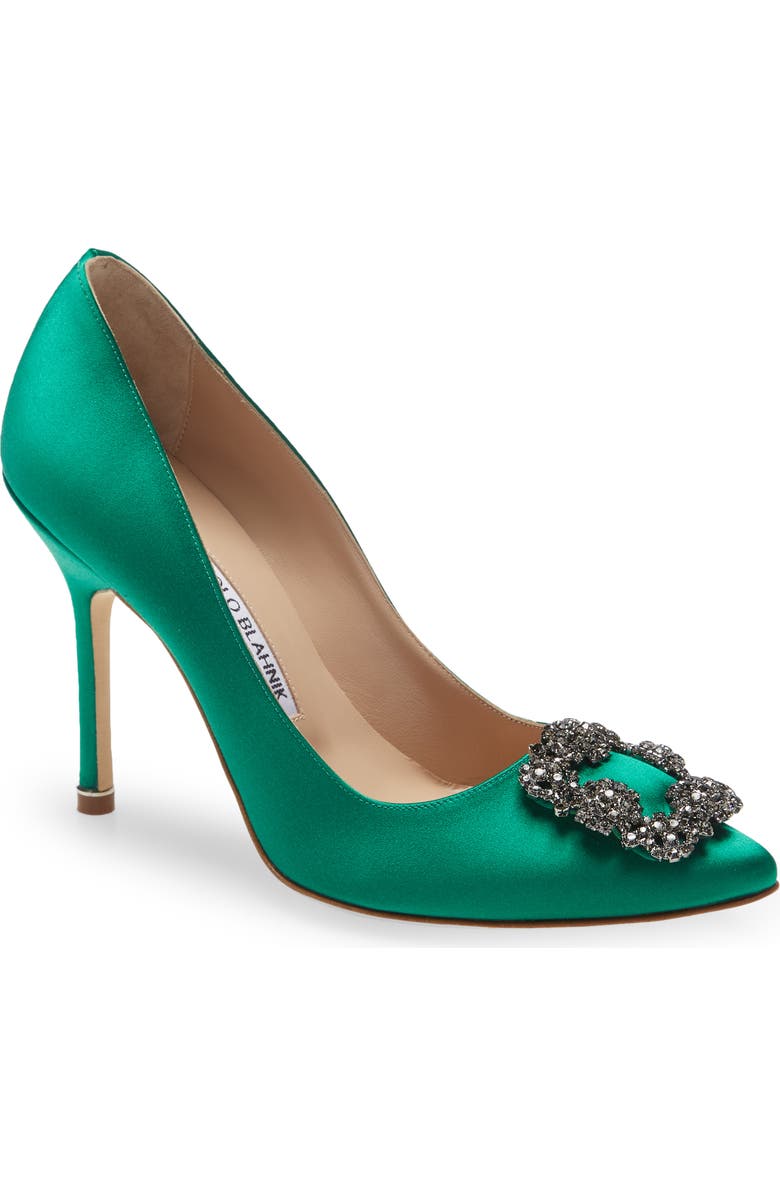 Manolo Blahnik Hangisi Crystal Buckle Pump, Main, color,
