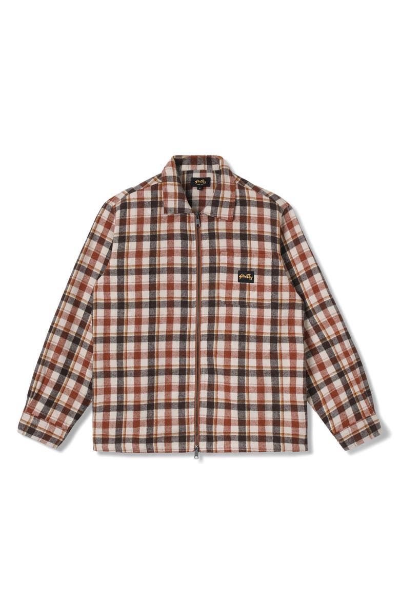 STAN RAY Plaid Flannel Zip-Up Shirt, Main, color, Tan Plaid