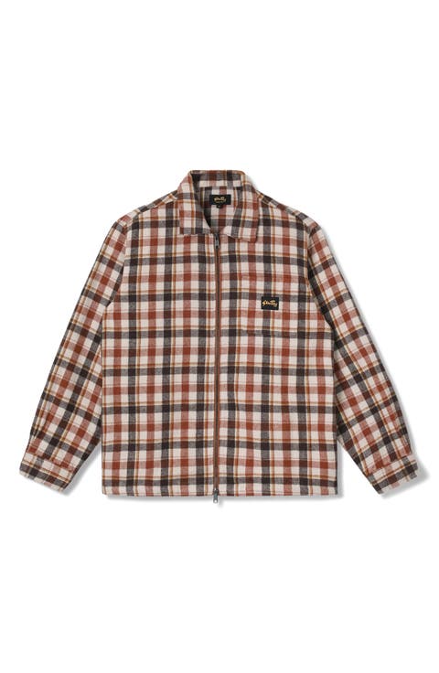 Plaid Flannel Zip-Up Shirt