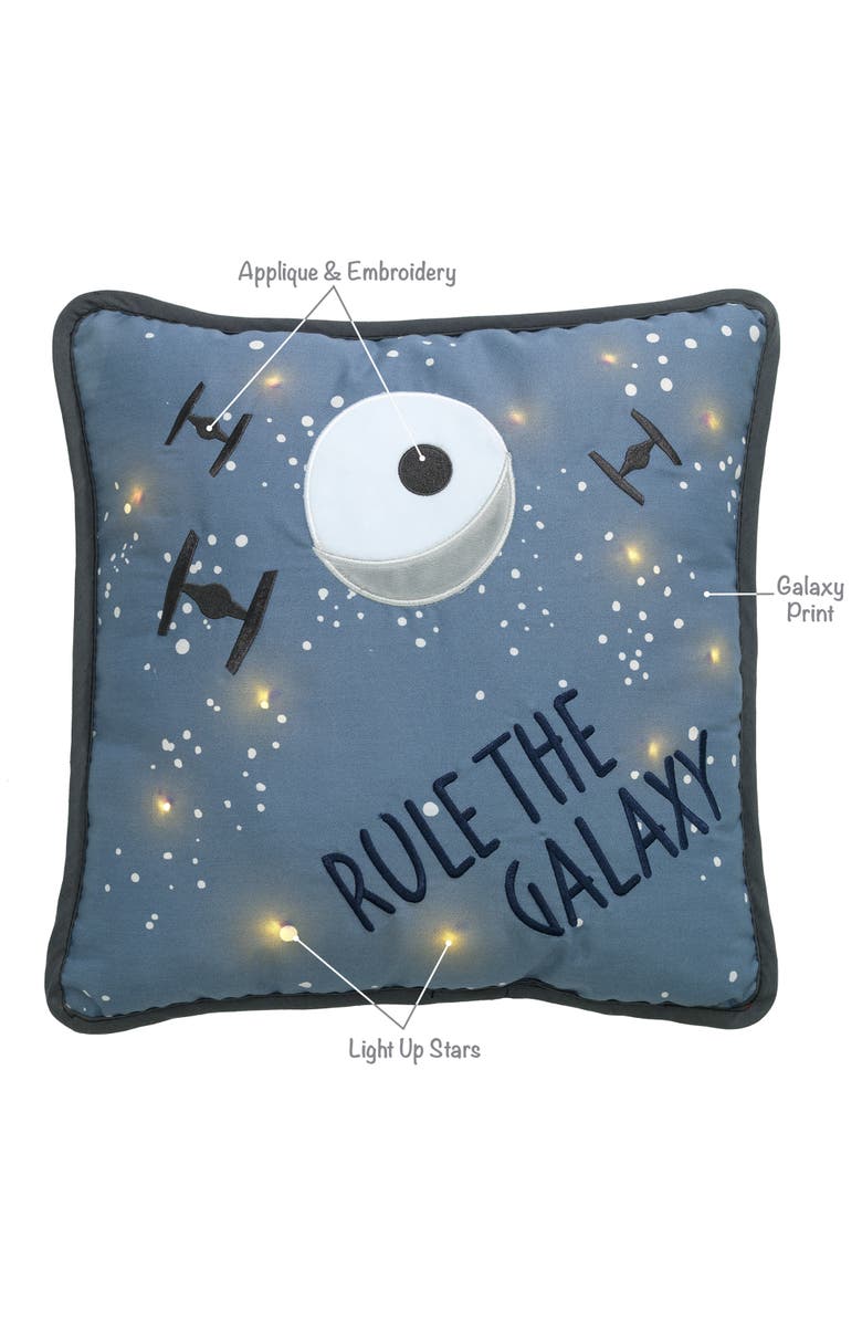 Lambs & Ivy Star Wars Signature Galaxy LED Light-Up Decorative Throw Pillow, Alternate, color, Blue