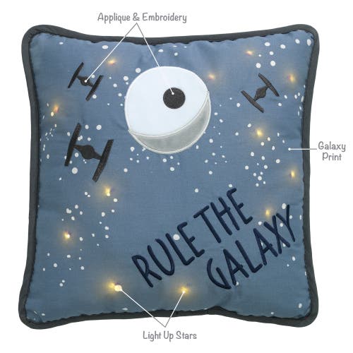 Lambs & Ivy Star Wars Signature Galaxy Led Light-up Decorative Throw Pillow In Blue