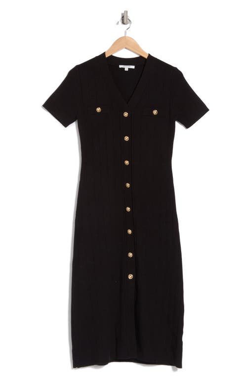 Zoe And Claire Buttoned Sweater Dress In Black