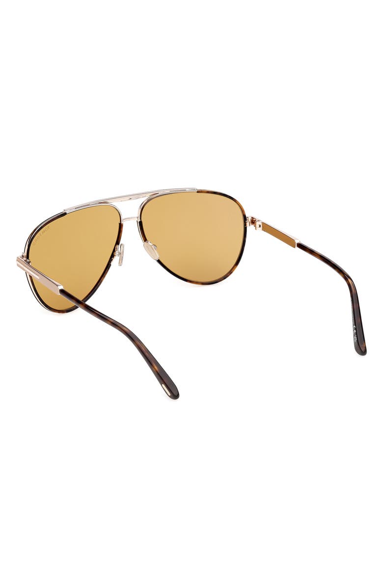 TOM FORD Rupert 63mm Pilot Sunglasses, Alternate, color, Dark Havana Rose Gold/ Vicuna