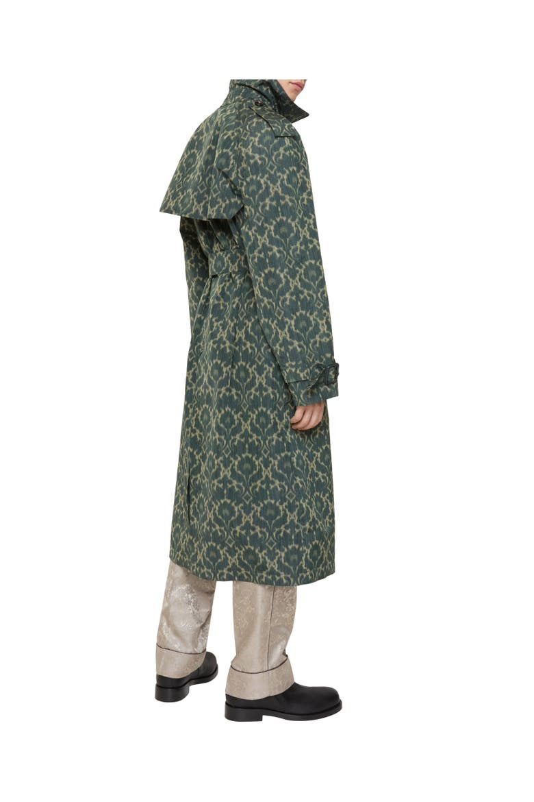 Long Baroque Viscose Blend Trench Coat, Alternate, color, Vine green
