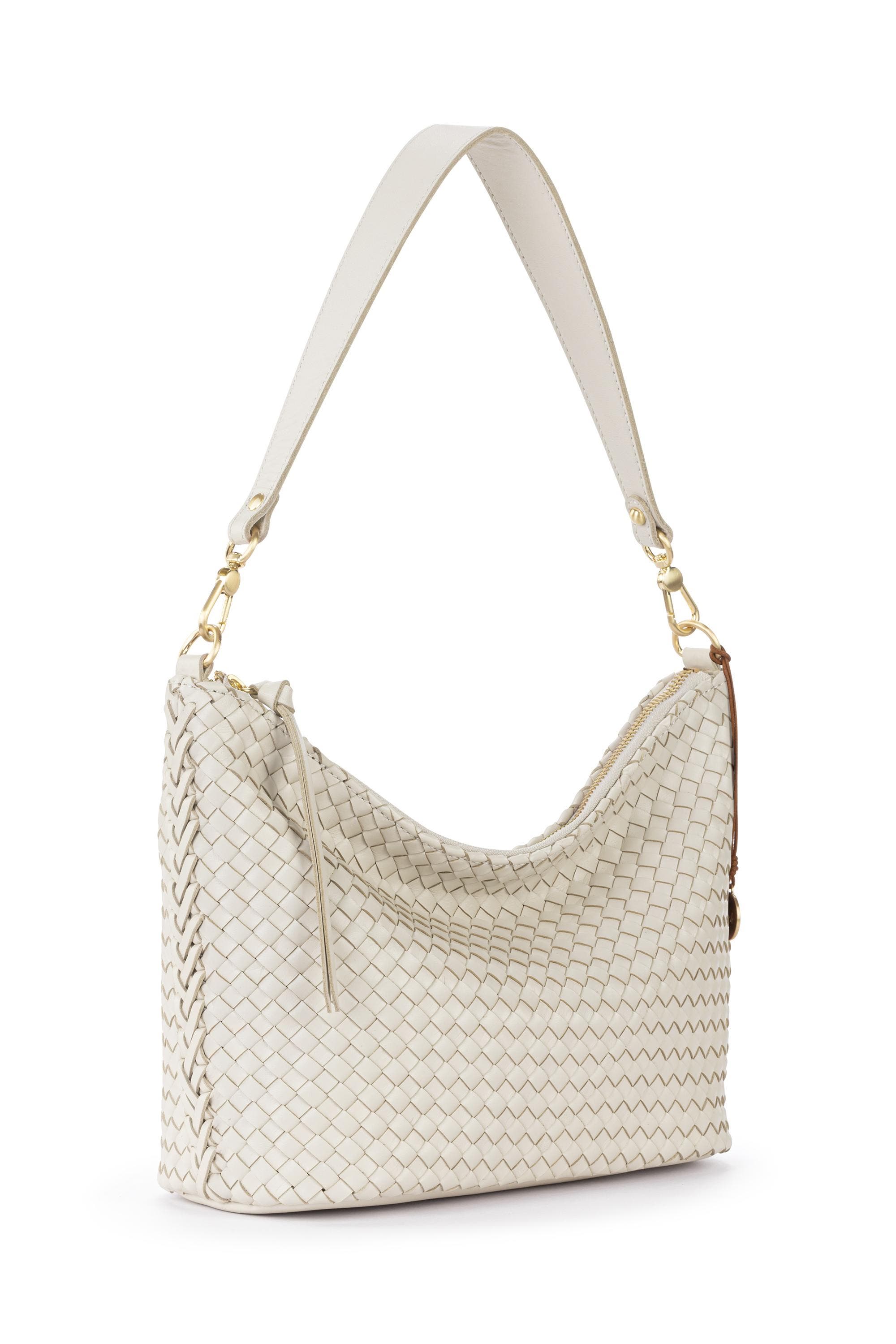 Juniper Small Hobo Leather Bag, Alternate, color, Stone Woven