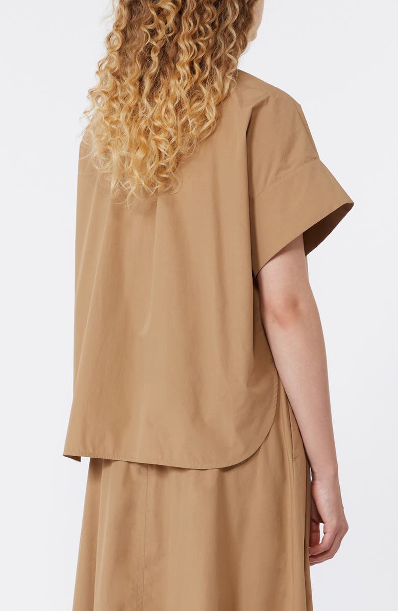 Weekend Max Mara Educata Shirred Cotton Button-Up Shirt, Alternate, color, Tobacco