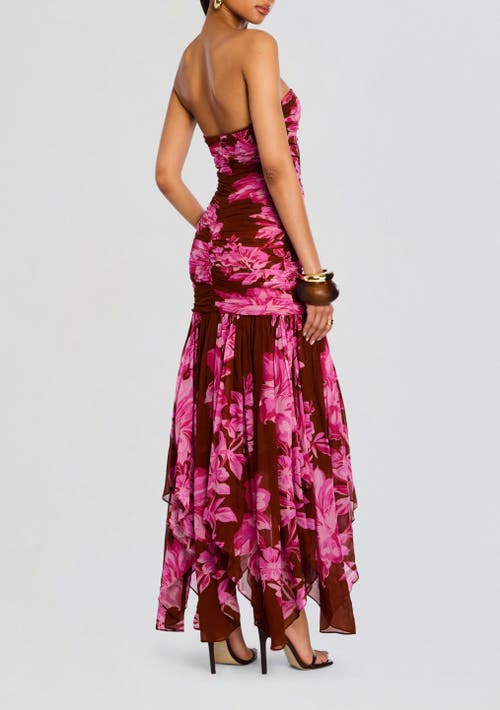 Retroféte Teryn Silk Chiffon Strapless Maxi Dress In Camellia Reverie