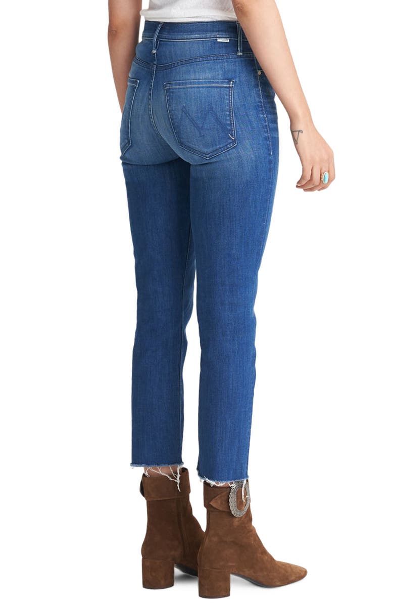 MOTHER The Dazzler High Waist Fray Hem Crop Straight Leg Jeans, Alternate, color,