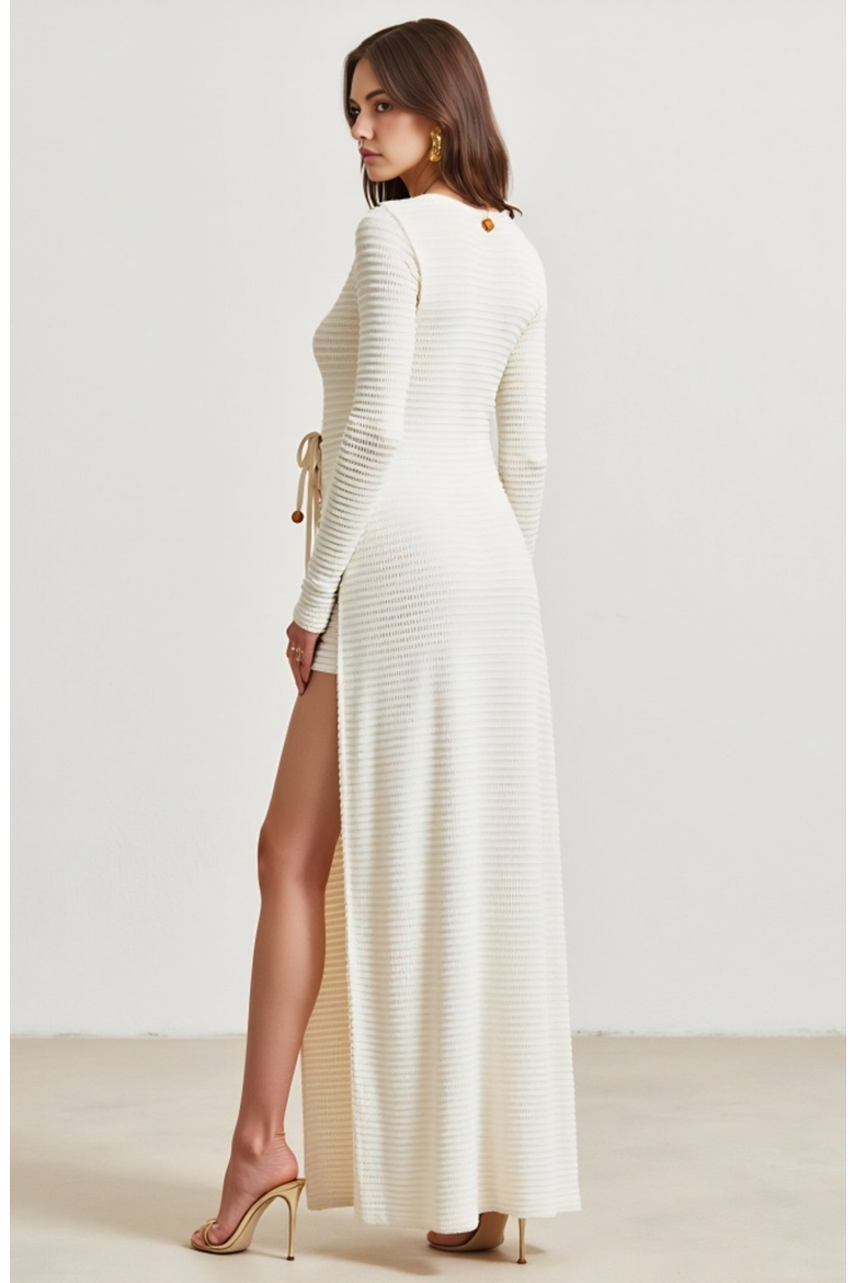 Ribbed Knit Longline Cardigan and Matching Shorts Vacation Set, Alternate, color, Ivory