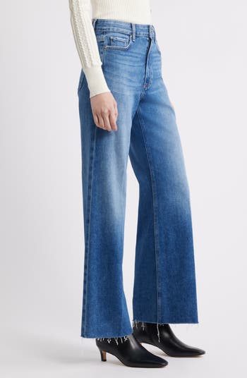 Anessa High Waist Raw Hem Wide Leg Jeans
