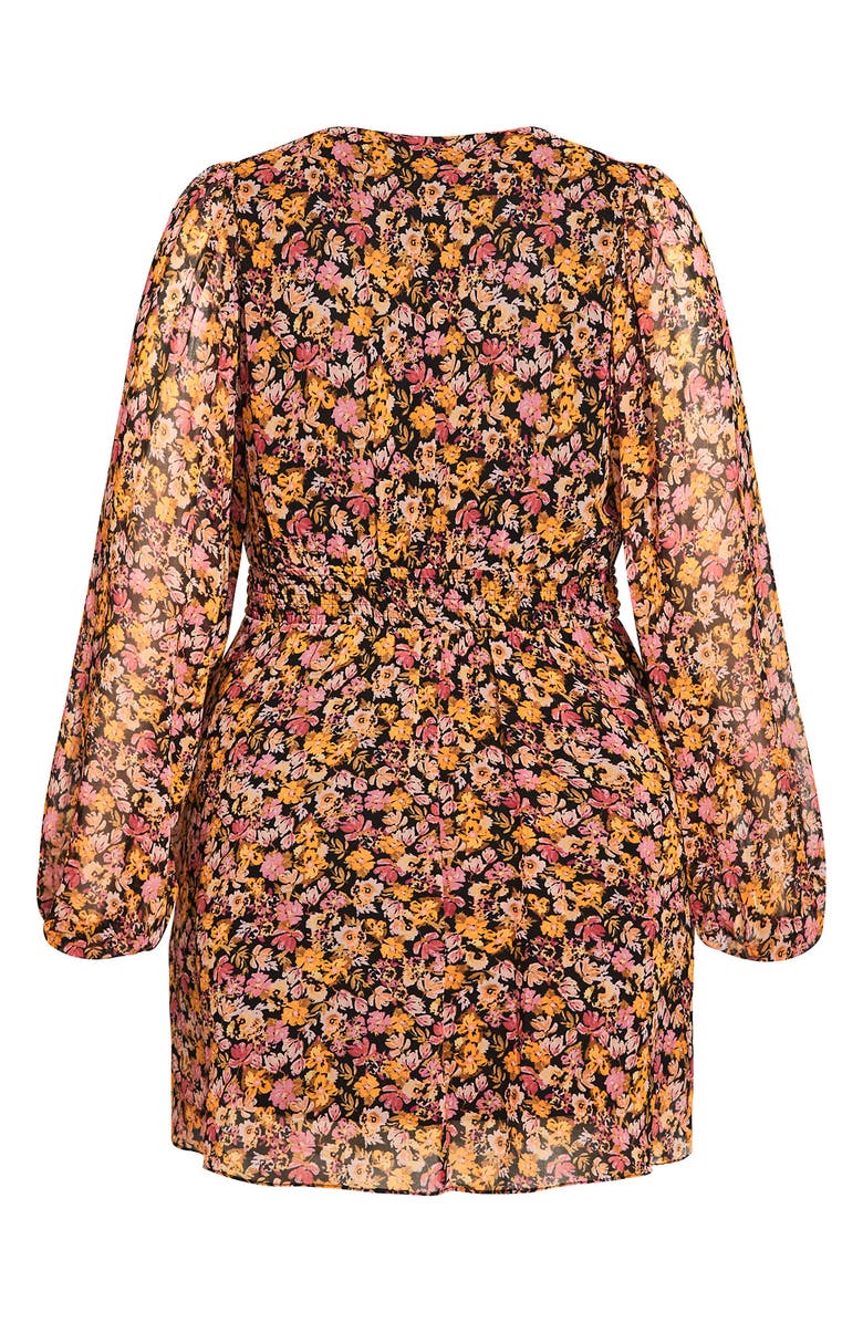 City Chic Floral Wrap Front Long Sleeve Dress, Alternate, color,