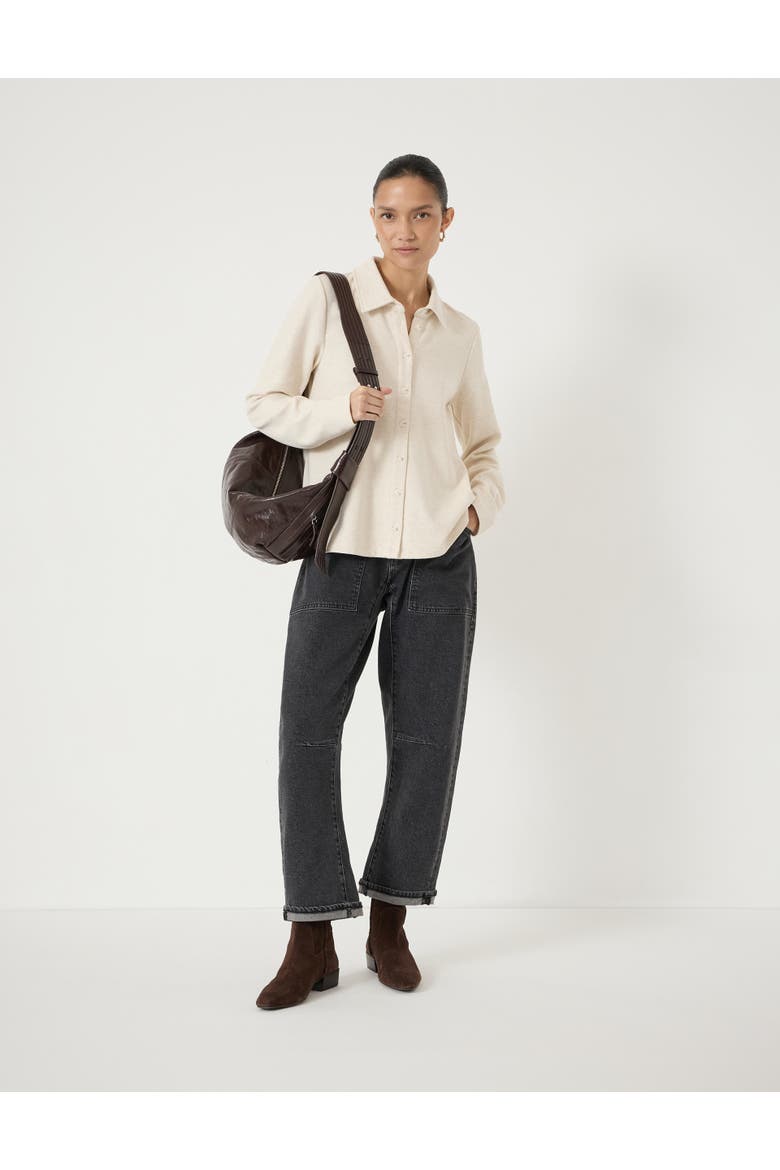 Noa Button A-Line Polo Top, Alternate, color, Oatmeal Marl
