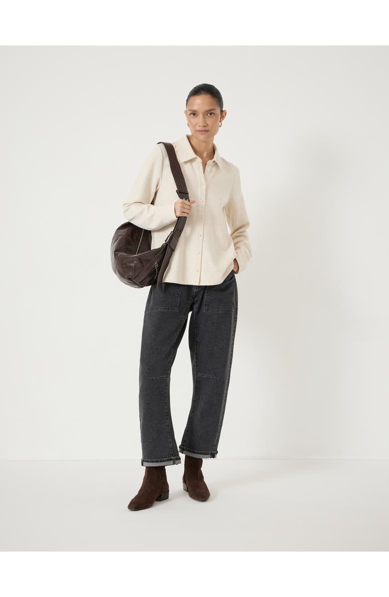 Hush Noa Button A-Line Polo Top, Alternate, color, Oatmeal Marl