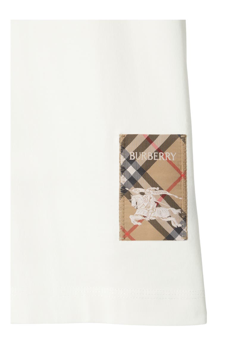 Burberry Check Label Cotton T-shirt, Alternate, color, Chalk White